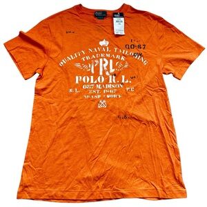 Polo by Ralph Lauren Boys Youth Bright Orange Graphic Tee Size Large 14/16